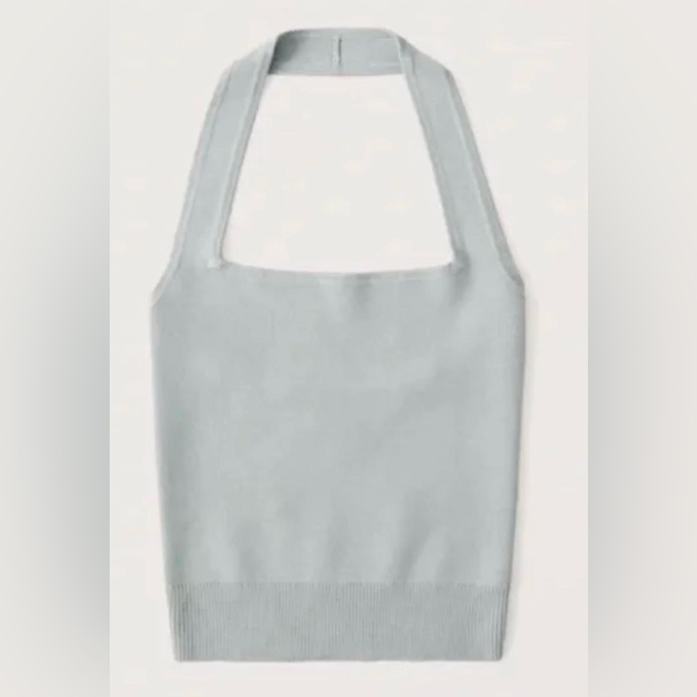 NWT Abercrombie Elevated Knit Halter Tank Top Light Blue, size S